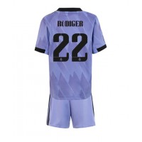 Dres Real Madrid Antonio Rudiger #22 Gostujuci za djecu 2022-23 Kratak Rukav (+ kratke hlače)